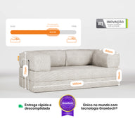 Sofá Cama Bloom Tecido Boucle Linho - Sofá na Caixa · em tecido linho · vista 3
