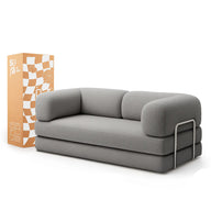 Sofá Cama Bloom - Sofá na Caixa + Poltrona Bloom Tecido Boucle Cinza · em tecido bouclê cor cinza