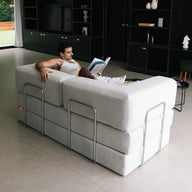 Sofá Cama Bloom - Sofá na Caixa + Poltrona Bloom Tecido Boucle Cinza · vista 6