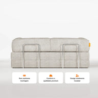 Sofá Cama Bloom Tecido Boucle Linho - Sofá na Caixa · em tecido linho · vista 12