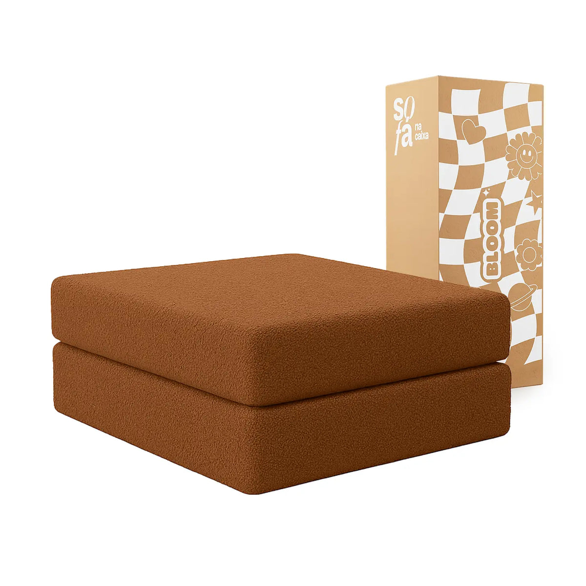 Chaise / Apoio de pé Sofá Cama Bloom Tecido Boucle Marrom · detalhe na cor marrom