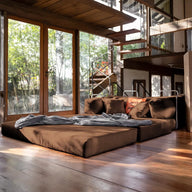 Chaise / Apoio de pé Sofá Cama Bloom Tecido Boucle Marrom · detalhe na cor marrom · vista 5