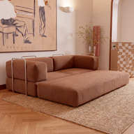 Sofá Cama Bloom Tecido Boucle Marrom - Sofá na Caixa