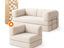 Sofá Cama Bloom - Sofá na Caixa + Poltrona Bloom Tecido Boucle Linho