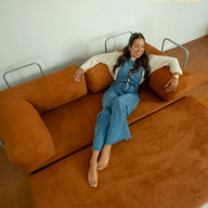 Sofá Cama Bloom - Sofá na Caixa + Poltrona Bloom Tecido Boucle Laranja · vista 9
