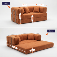 Sofá Cama Bloom Tecido Boucle Laranja - Sofá na Caixa