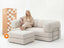 Sofá Cama Bloom - Sofá na Caixa + Apoio de Pé Bloom Tecido Boucle Linho