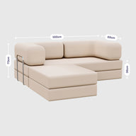 Sofá Cama Bloom - Sofá na Caixa + Apoio de Pé Bloom Tecido Boucle Laranja · vista 3