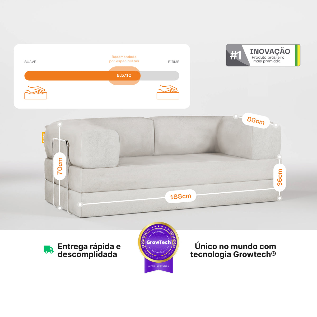 Sofá Cama Bloom Cotelê Linho - Sofá na Caixa · vista 3