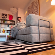 Sofá Cama Bloom Tecido Cotelê Cinza - Sofá na Caixa