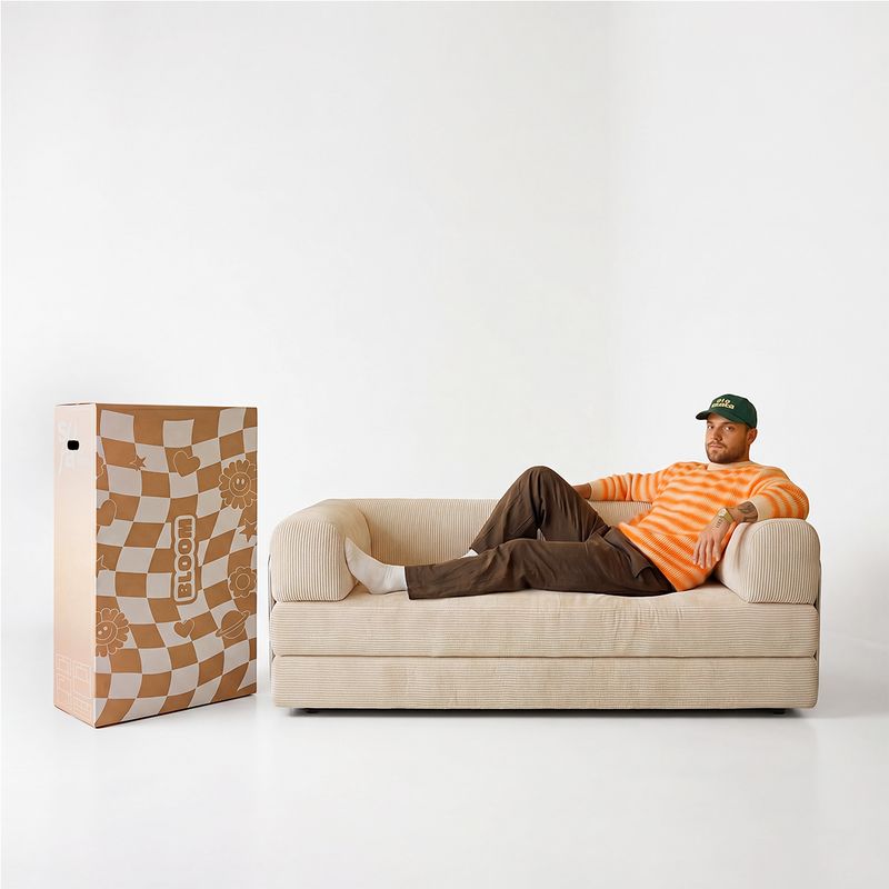 Sofá Cama Bloom Tecido Cotelê Linho - Sofá na Caixa