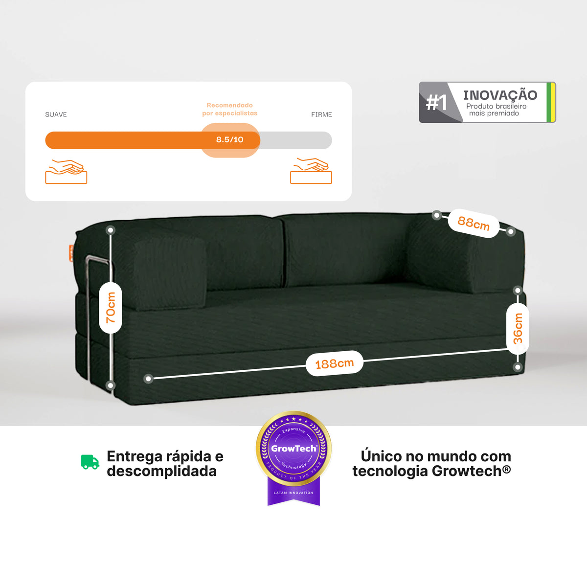 Sofá Cama Bloom - Sofá na Caixa + Poltrona Bloom Tecido Boucle Verde Musgo · detalhe na cor verde · vista 6