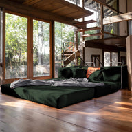 Chaise / Apoio de pé Sofá Cama Bloom Tecido Boucle Verde Musgo · detalhe na cor verde · vista 4
