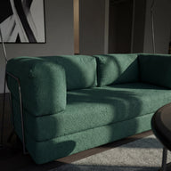 Sofá Cama Bloom Tecido Boucle Verde Musgo - Sofá na Caixa · em tecido bouclê · vista 4