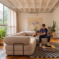 Sofá Cama Nest Tecido Boucle Linho - Sofá na Caixa