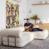 Sofá Cama Nest Tecido Boucle Linho - Sofá na Caixa