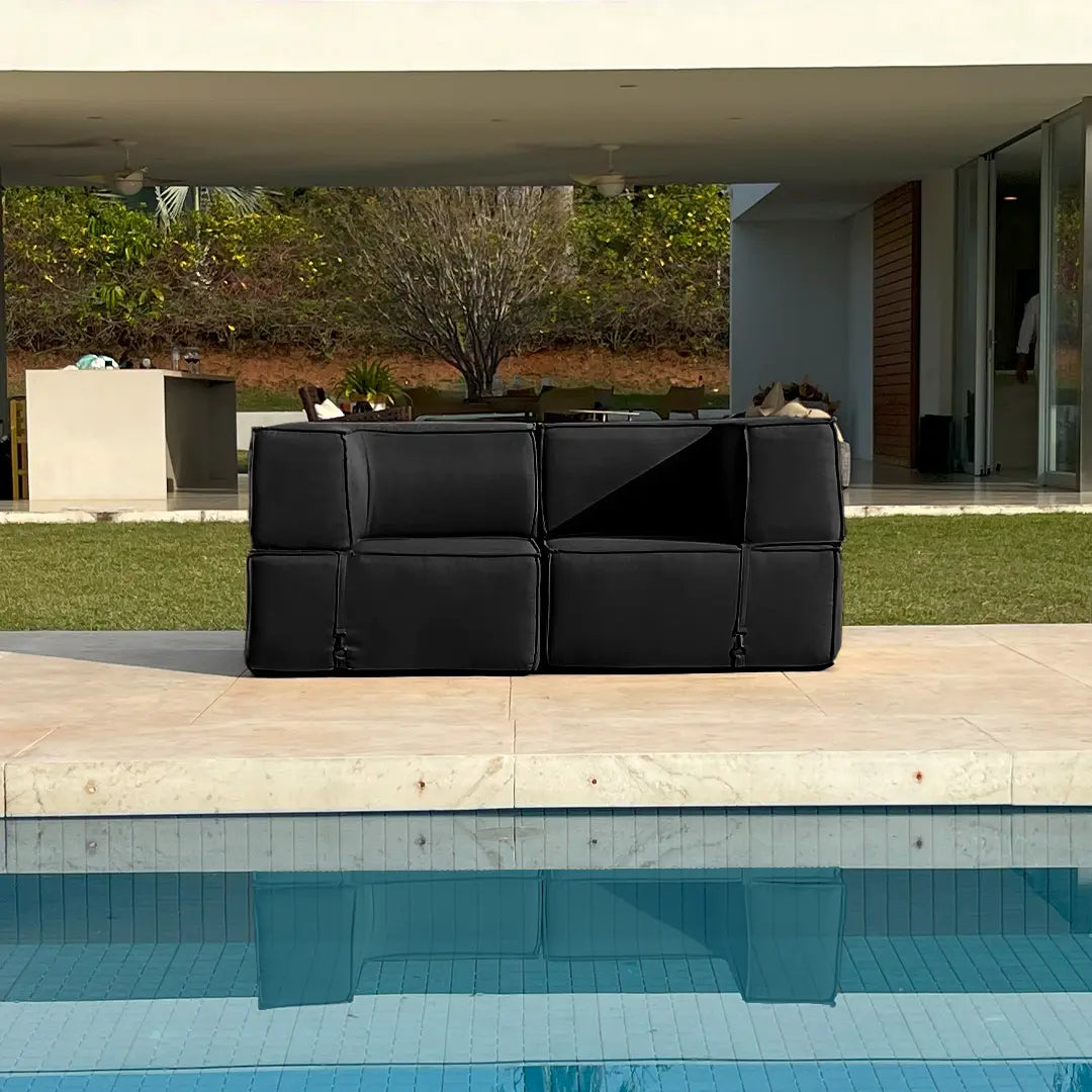 Sofá Lounge Zimma Preto com 2 Módulos - Sofá na Caixa