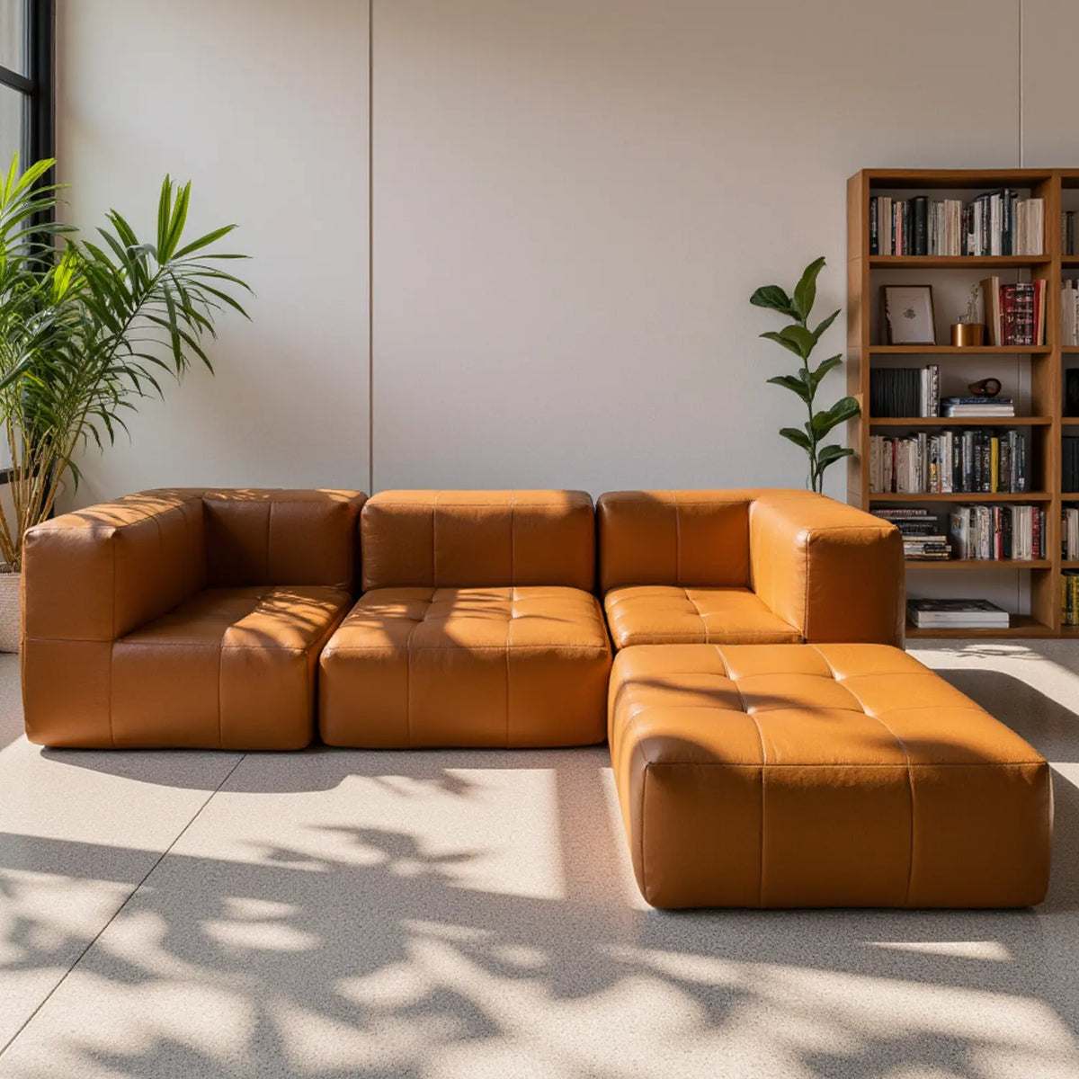 Sofá na Caixa modular 4 lugares com 1 chaise - Poli-couro · vista 11