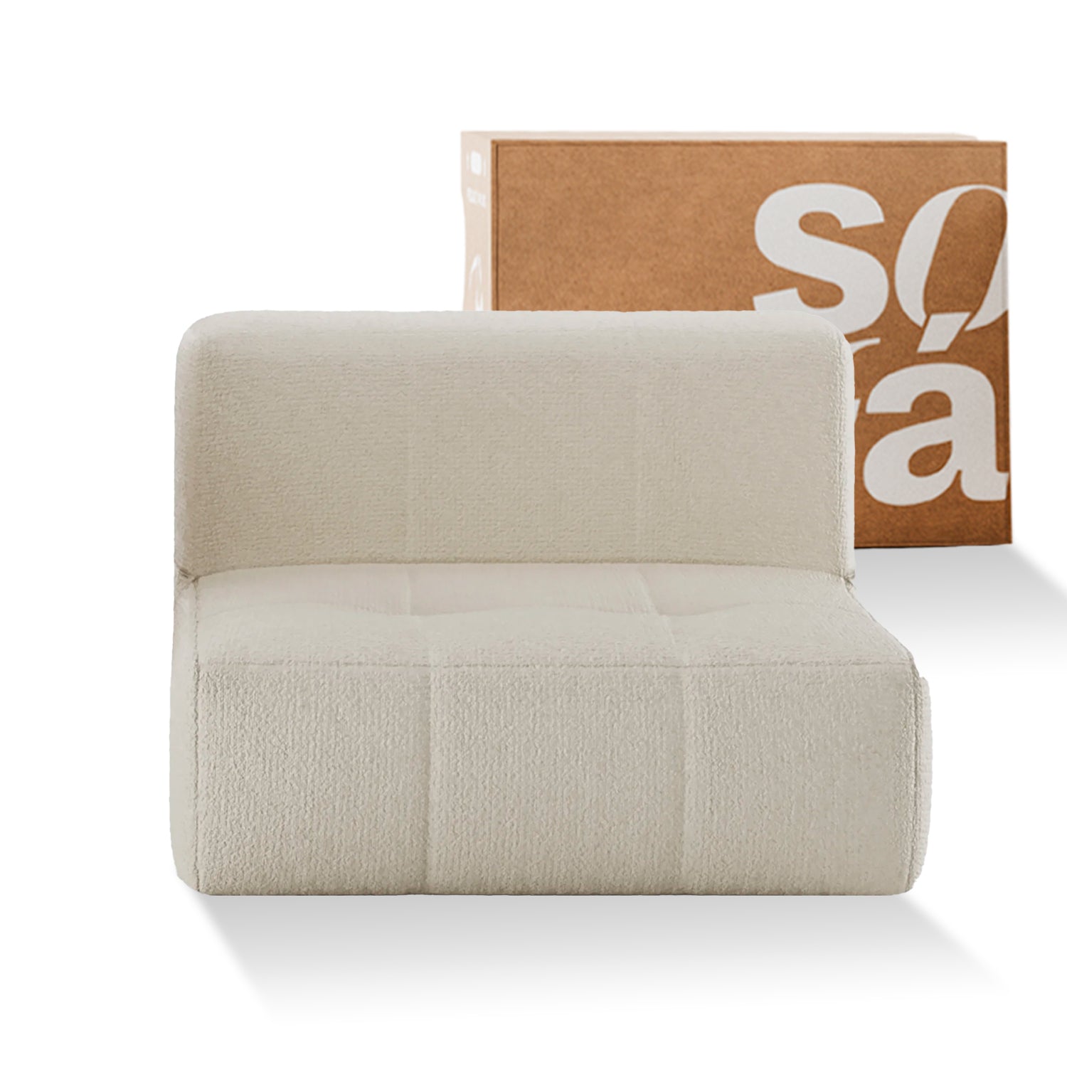 Sofá na Caixa modular 1 lugar Poltrona em Boucle - Linho