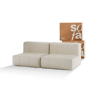 Sofá na Caixa modular 2 lugares em Boucle - Sem braço - Linho