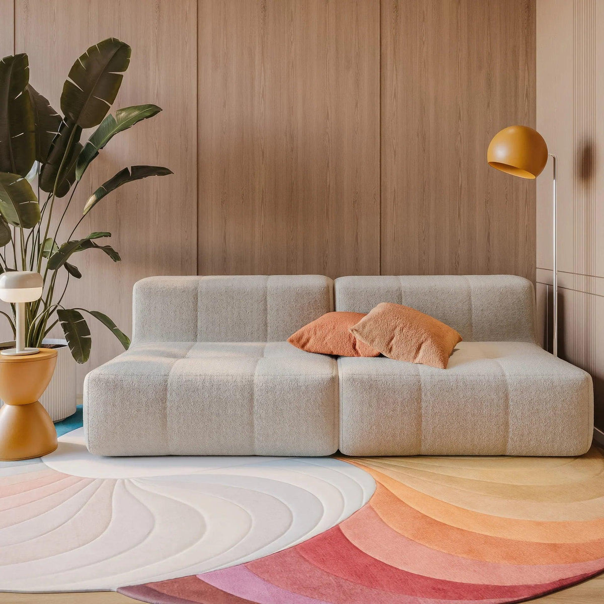 Sofá na Caixa modular 2 lugares em Boucle - Linho - Sofá na Caixa