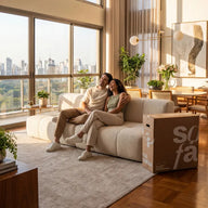 Sofá na Caixa modular 2 lugares em Boucle - Sem braço - Linho · vista 15