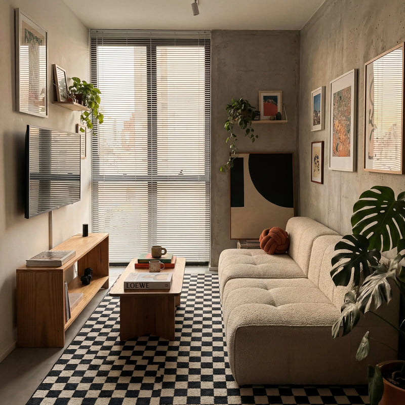 Sofá na Caixa modular 2 lugares em Boucle - Sem braço - Linho · vista 2