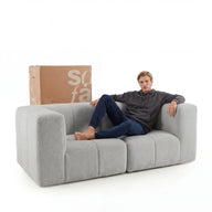 Sofá na Caixa modular 2 lugares em Boucle - Cinza