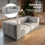 Sofá na Caixa modular 2 lugares em Boucle - Cinza · vista 11