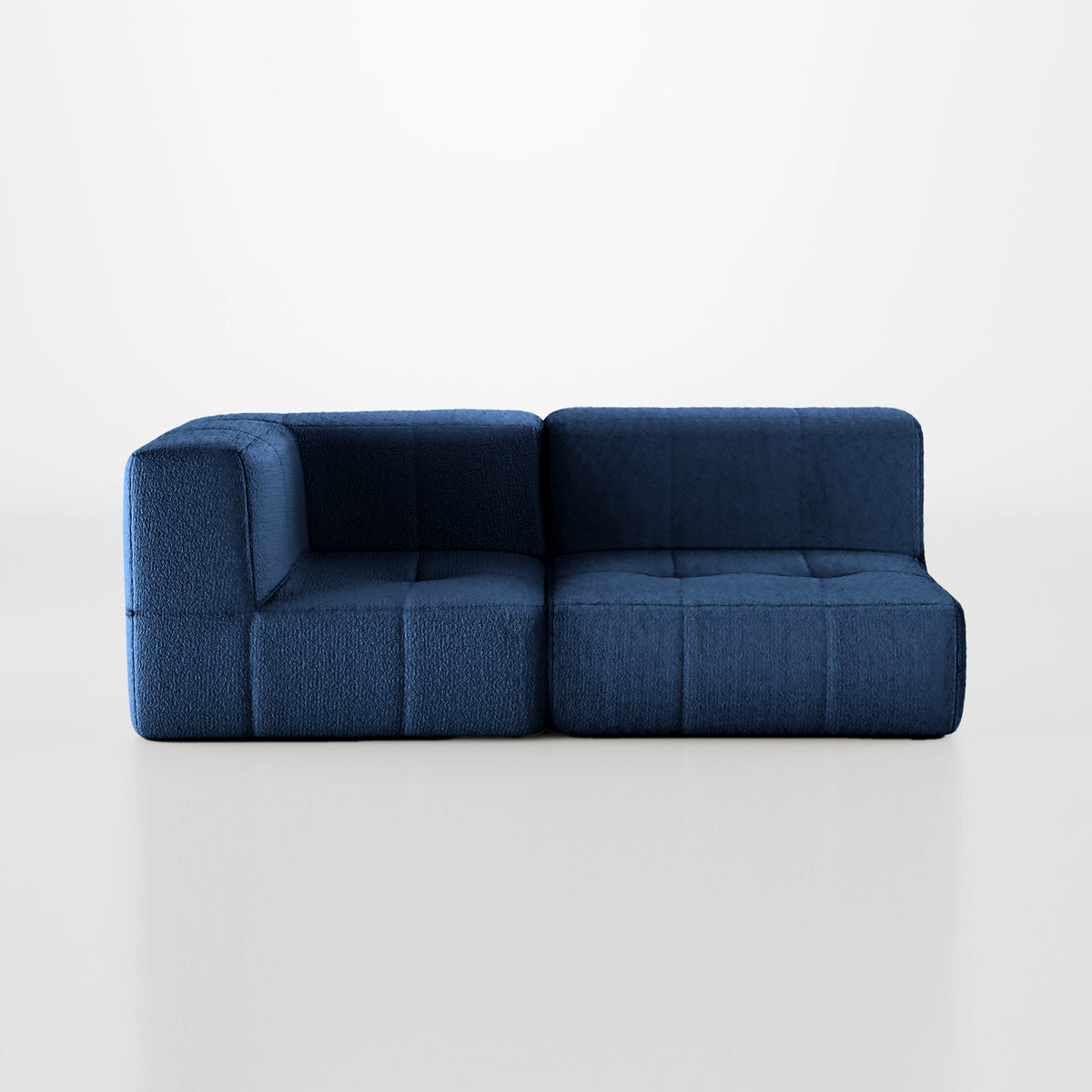 Sofá na Caixa modular 2 lugares em Boucle - 1 Braço - Azul · vista 6