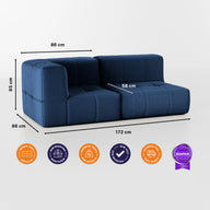 Sofá na Caixa modular 2 lugares em Boucle - 1 Braço - Azul · vista 7