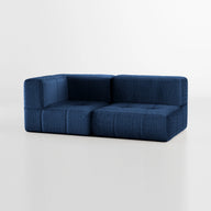 Sofá na Caixa modular 2 lugares em Boucle - 1 Braço - Azul · visão geral final