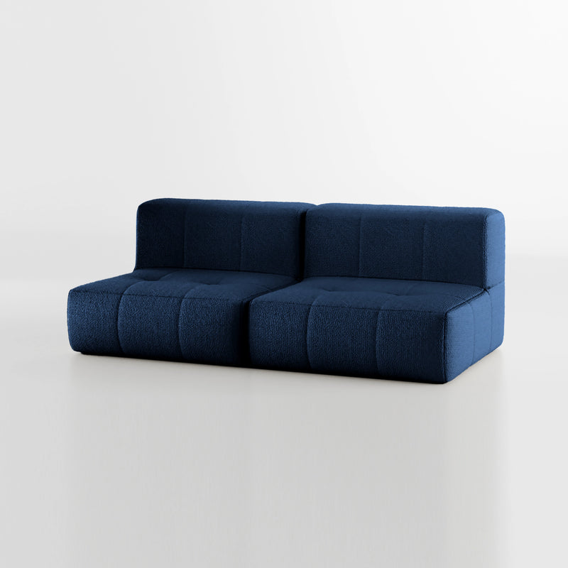 Sofá na Caixa modular 2 lugares em Boucle - Sem braço - Azul · vista 2