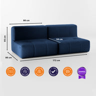 Sofá na Caixa modular 2 lugares em Boucle - Sem braço - Azul · vista 3