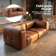 Sofá na Caixa modular 2 lugares Poli-Couro Marrom · vista 11