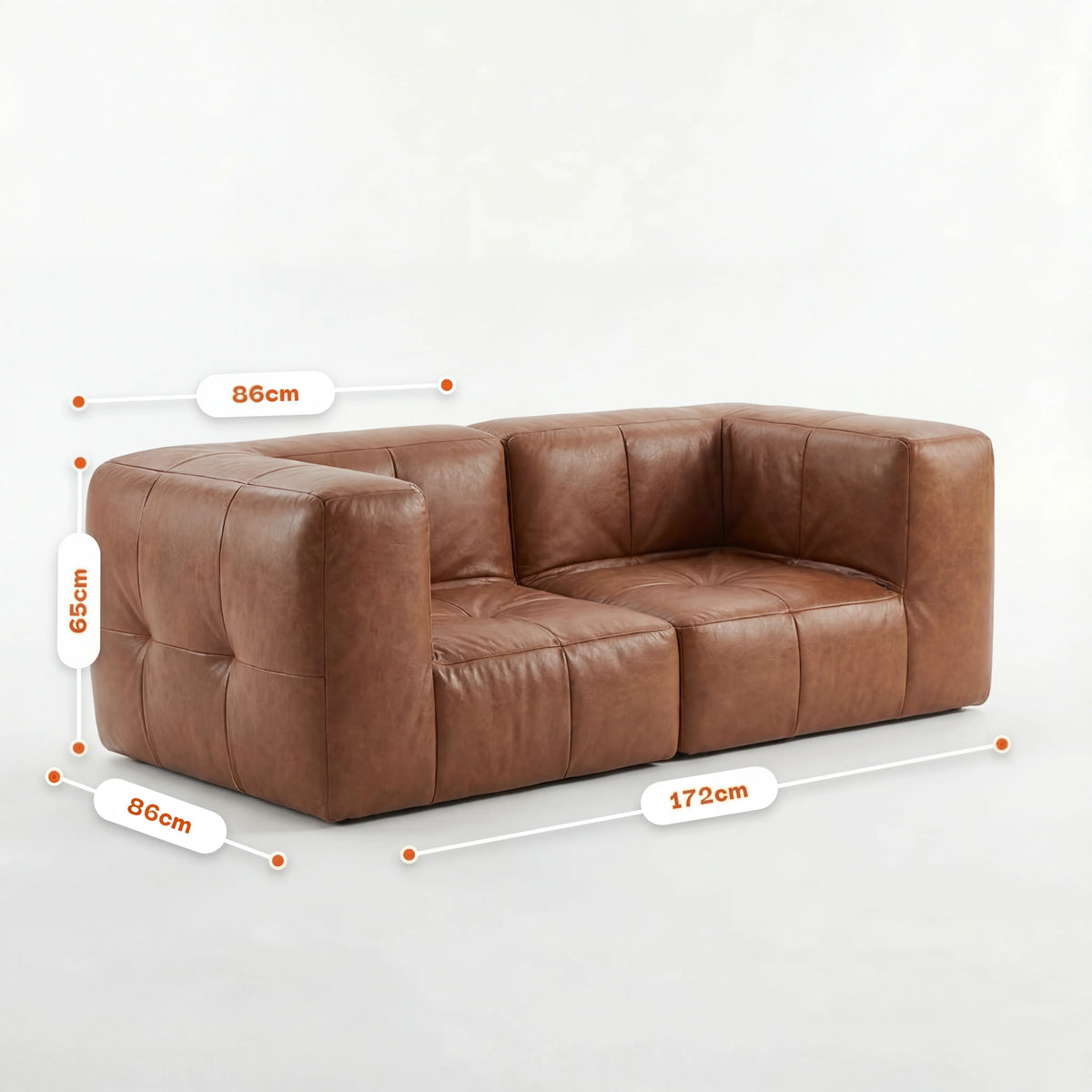 Sofá na Caixa modular 2 lugares Poli-Couro Marrom · vista 3