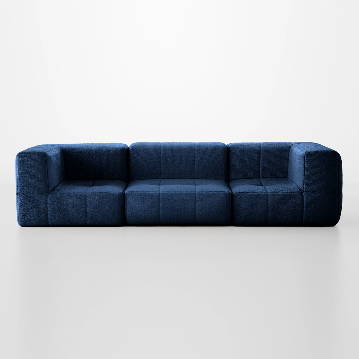 Sofá na Caixa modular 3 lugares em Boucle - Azul · visão geral final
