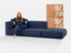 Sofá na Caixa modular 2 lugares em Boucle - 1 Braço com Apoio de pé - Azul