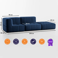 Sofá na Caixa modular 2 lugares em Boucle - 1 Braço com Apoio de pé - Azul · vista 8