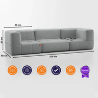 Sofá na Caixa modular 3 lugares em Boucle - Cinza · medidas e dimensões