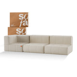 Sofá na Caixa modular 3 lugares em Boucle - 1 Braço - Linho