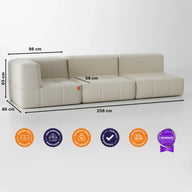 Sofá na Caixa modular 3 lugares em Boucle - 1 Braço - Linho · medidas e dimensões