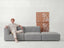 Sofá na Caixa modular 2 lugares em Boucle - 1 Braço com Apoio de pé - Cinza