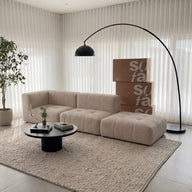 Sofá na Caixa modular 2 lugares em Boucle - 1 Braço com Apoio de pé - Linho · vista 2