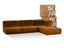 Sofá na Caixa modular 3 lugares Poli-Couro Marrom - 1 Braço com Chaise