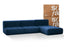 Sofá na Caixa modular 3 lugares em Boucle sem braço com chaise - Azul