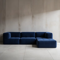 Sofá na Caixa modular 2 lugares em Boucle - 2 Poltronas com Apoio de pé - Azul · detalhe na cor azul · vista 3