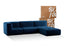 Sofá na Caixa modular 3 lugares em Boucle - 1 Braço com Chaise - Azul