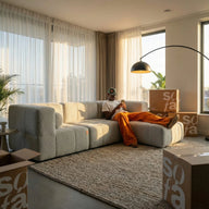 Sofá na Caixa modular 3 lugares em Boucle com Apoio de pé - Cinza · vista 6