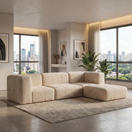 Sofá na Caixa modular 3 lugares em Boucle com Apoio de pé - Linho · vista 10